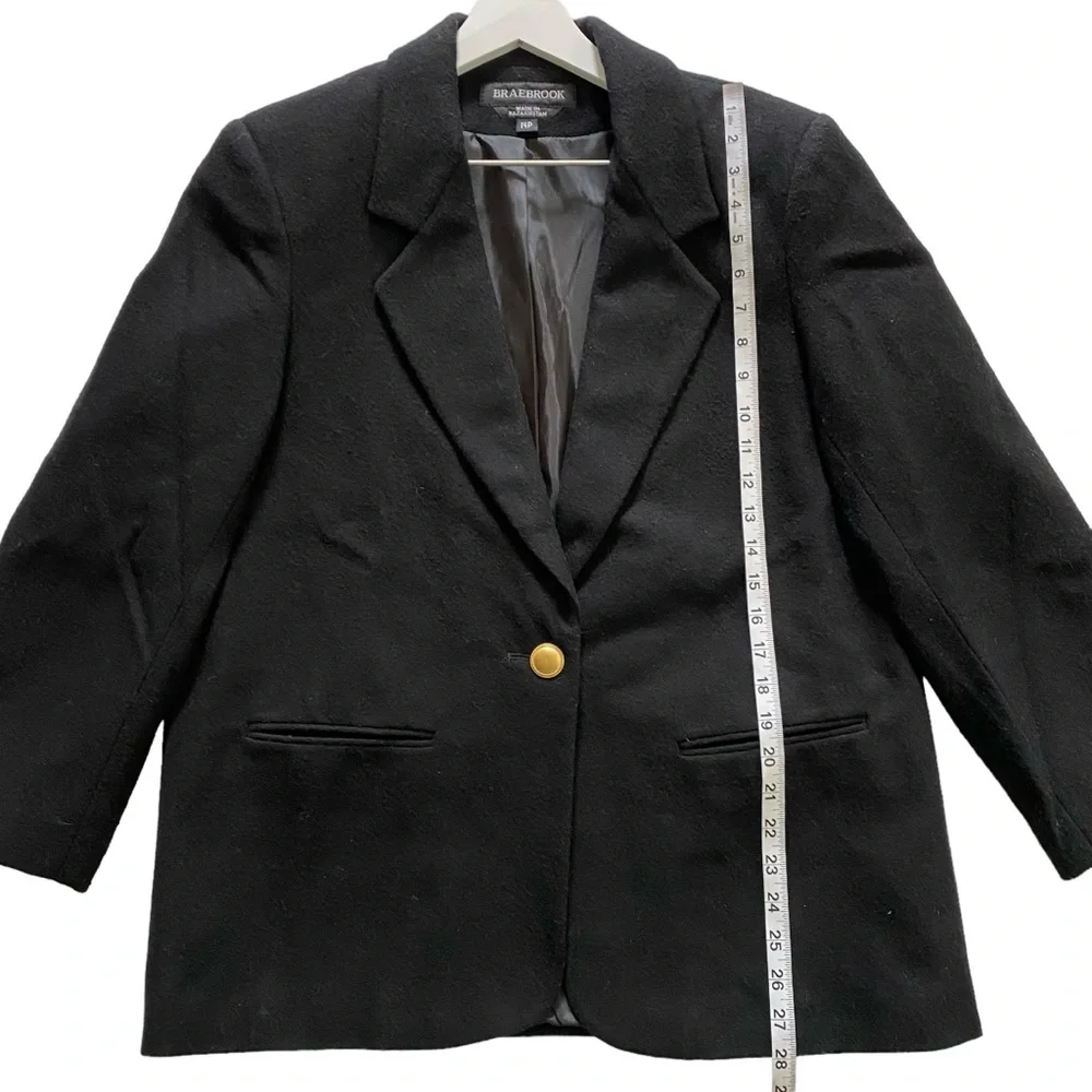 Vintage Braebrook 100% Wool Blazer Black Women’s Size 14P